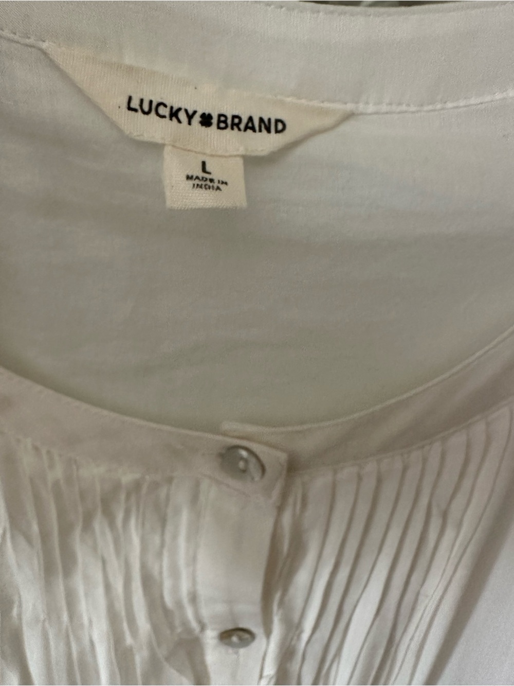 Lucky Brand White Pintuck Button-Front Top - Picture 4 of 6